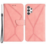 HT05 PU Leather Case for Samsung Galaxy A32 4G (EU Version) Imprinted Line Wallet Stand Skin-touch Cover