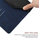 HT05 Skin-touch Phone Case for Samsung Galaxy A22 5G (EU Version) Imprinted Line Wallet Stand Leather Cover