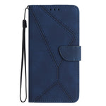 HT05 Skin-touch Phone Case for Samsung Galaxy A22 5G (EU Version) Imprinted Line Wallet Stand Leather Cover