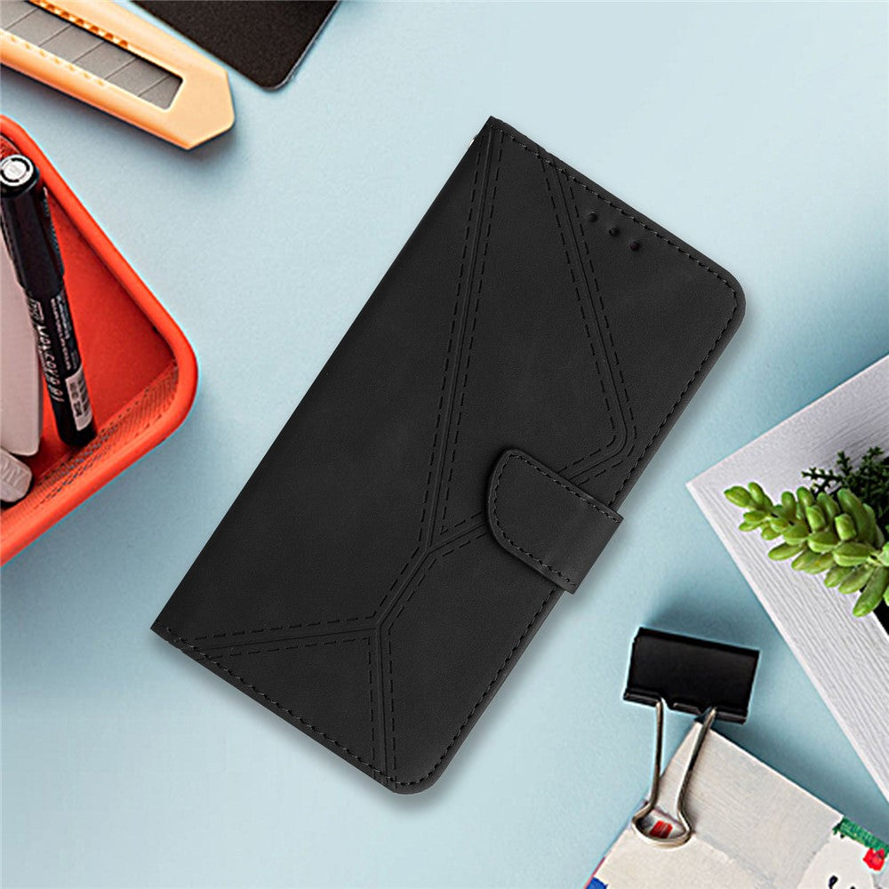 HT05 For Samsung Galaxy A33 5G Cell Phone Wallet Stand Case Imprinted Line Leather Phone Cover