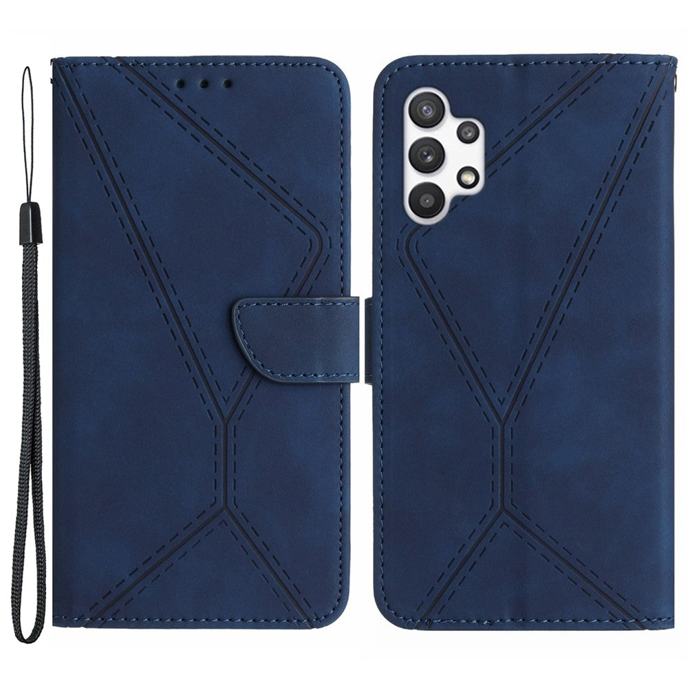 HT05 til Samsung Galaxy A13 4G telefonlædercover, præget linje, tegnebogsstativ, telefoncover