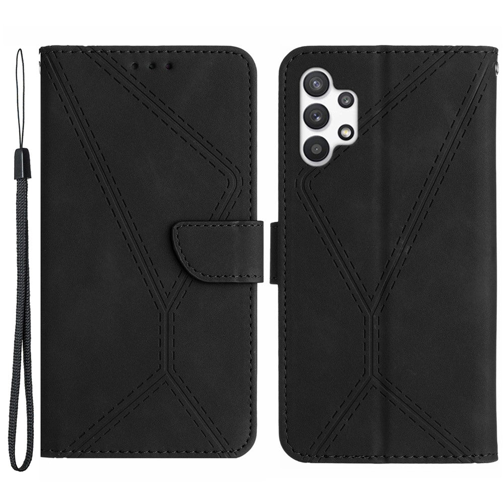 HT05 til Samsung Galaxy A13 4G telefonlædercover, præget linje, tegnebogsstativ, telefoncover