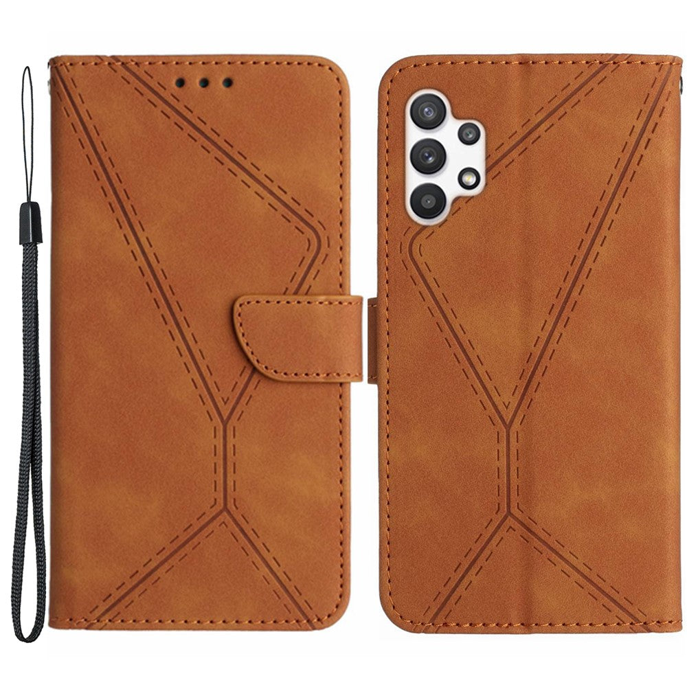 HT05 til Samsung Galaxy A13 4G telefonlædercover, præget linje, tegnebogsstativ, telefoncover