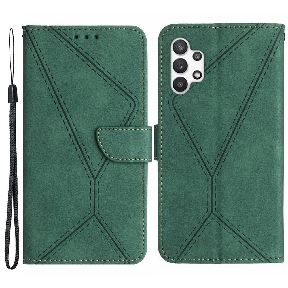 HT05 til Samsung Galaxy A13 4G telefonlædercover, præget linje, tegnebogsstativ, telefoncover