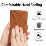 HT05 Imprinted Line Phone Case for Samsung Galaxy A04e 4G / M04 4G / F04 4G Wallet Stand Skin-touch PU Leather Cover