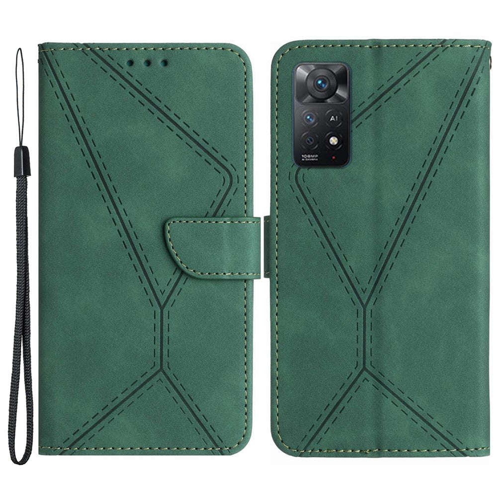 HT05 for Xiaomi Redmi Note 12 Pro 4G / Note 11 Pro 4G (MediaTek) / Note 11 Pro 5G (Qualcomm) Imprinted Line Phone Case Leather Cover Wallet