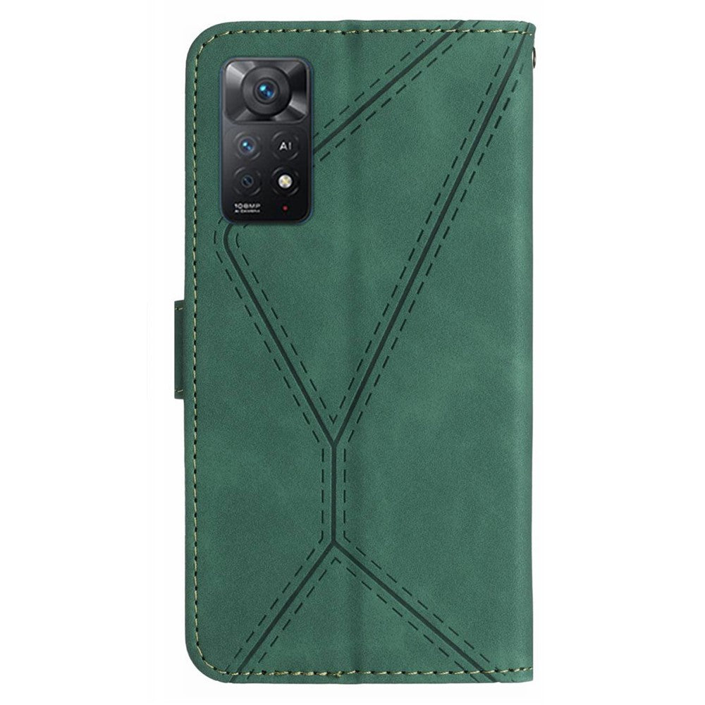HT05 for Xiaomi Redmi Note 12 Pro 4G / Note 11 Pro 4G (MediaTek) / Note 11 Pro 5G (Qualcomm) Imprinted Line Phone Case Leather Cover Wallet