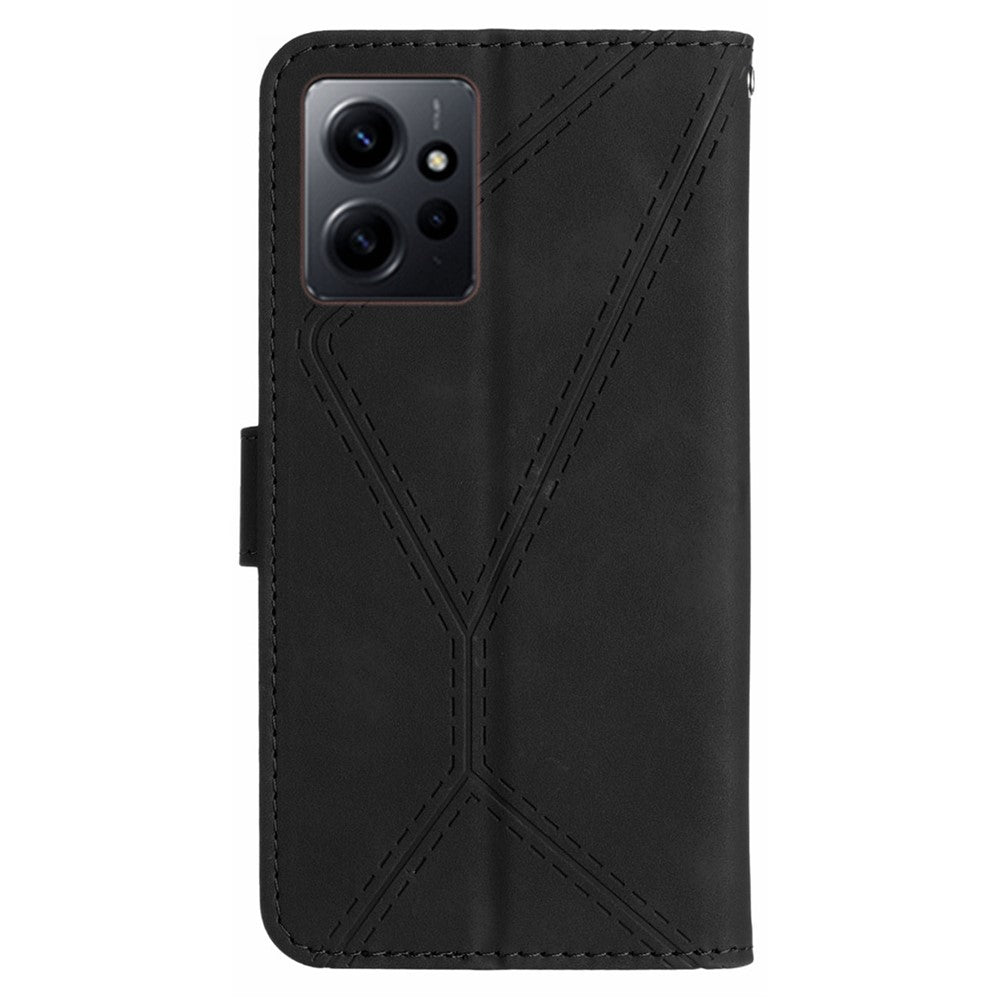 HT05 PU-läderskal till Xiaomi Redmi Note 12 4G med tryckta linjer, plånboksfodral med skin-touch-funktion