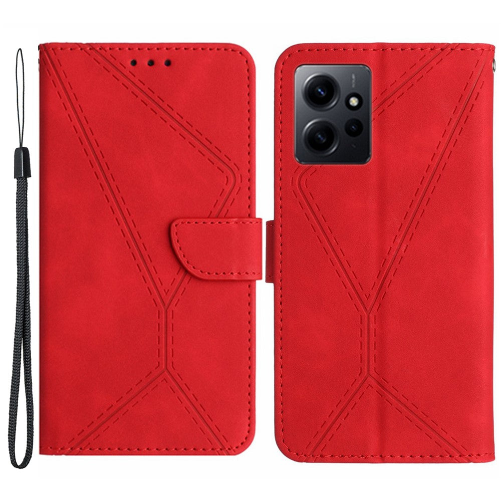HT05 PU-läderskal till Xiaomi Redmi Note 12 4G med tryckta linjer, plånboksfodral med skin-touch-funktion