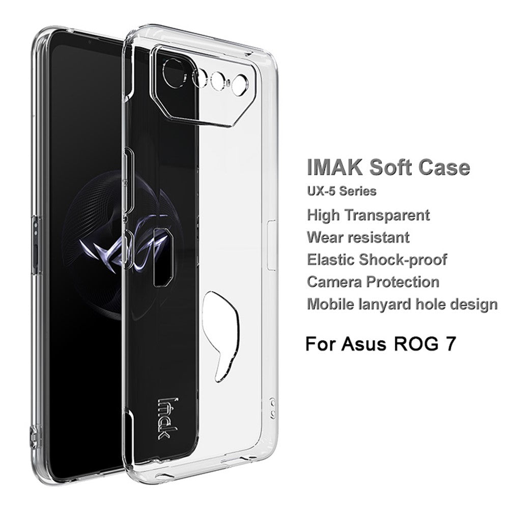 IMAK UX-5 Series til Asus ROG Phone 7 5G HD Gennemsigtigt Cover Fleksibelt TPU Mobiltelefon Etui