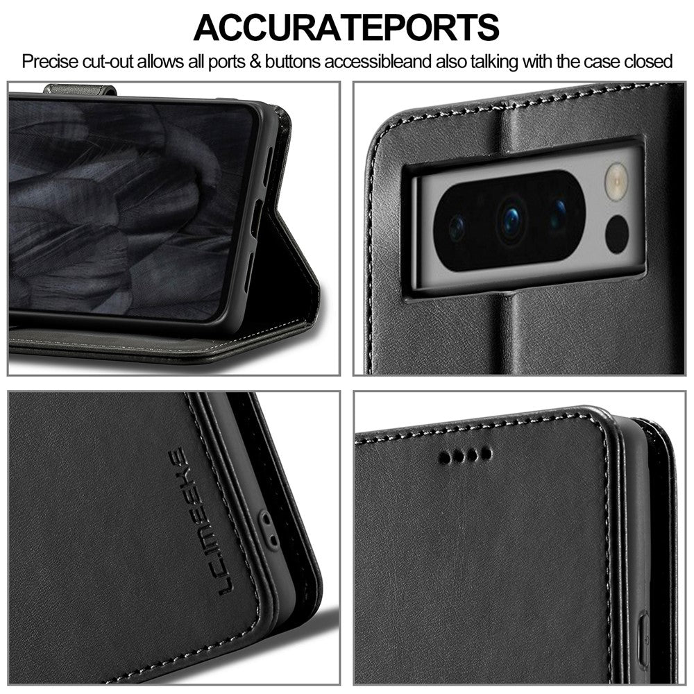 LC.IMEEKE For Google Pixel 8 Pro PU Leather Wallet Phone Case Calf Texture Stand Flip Cover