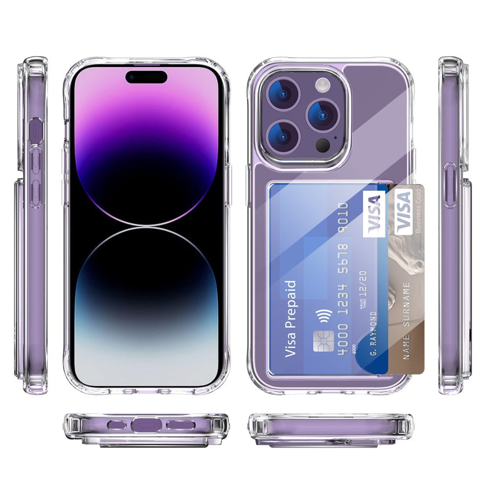 Til iPhone 14 Pro Max Kortholder TPU + Akryl Telefoncover Anti-tab Gennemsigtigt Telefoncover