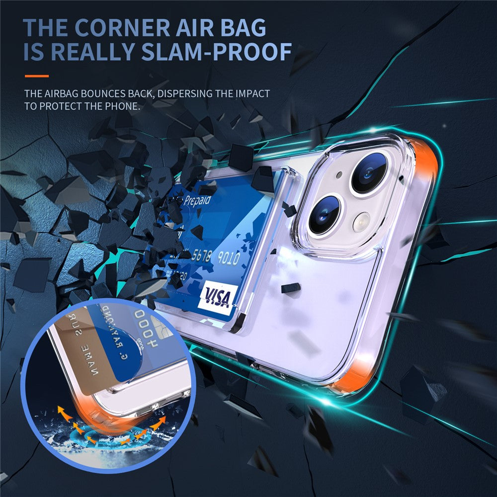 Transparent Phone Case for iPhone 13 , Card Holder TPU + Acrylic Airbag Corner Phone Cover