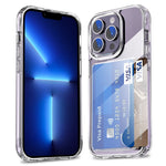 For iPhone 13 Pro Max Card Holder Clear Phone Case Anti-drop Corner TPU + Acrylic Cover