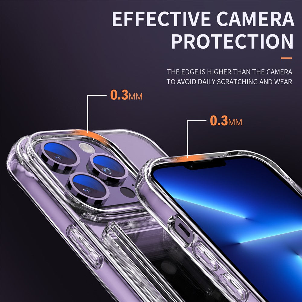 For iPhone 13 Pro Max Card Holder Clear Phone Case Anti-drop Corner TPU + Acrylic Cover