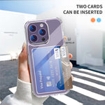 For iPhone 13 Pro Max Card Holder Clear Phone Case Anti-drop Corner TPU + Acrylic Cover