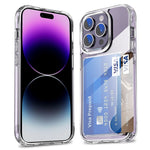 For iPhone 14 Pro Card Holder Phone Case Anti-drop Corner TPU + Acrylic Clear Phone Cover
