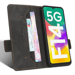 For Samsung Galaxy F14 5G Drop Proof Phone Case Hardware Decor PU Leather Wallet Stand Cover