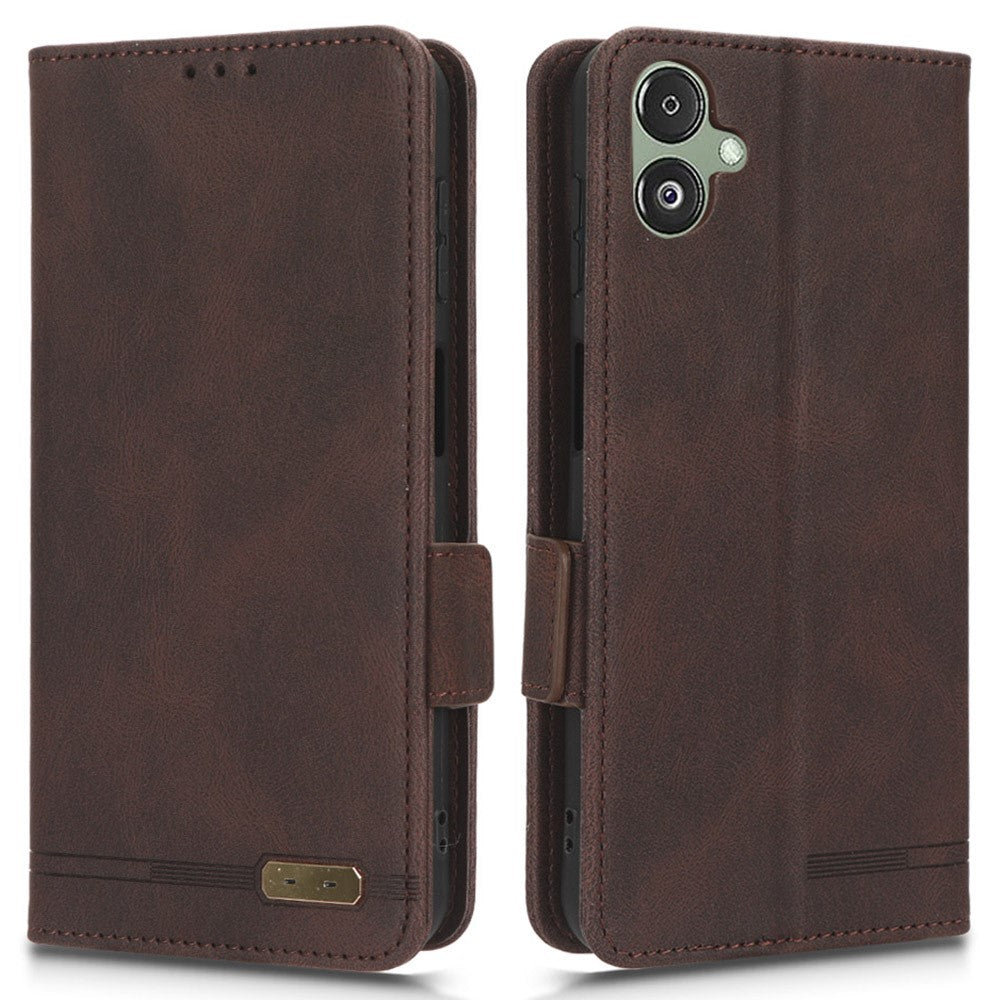 For Samsung Galaxy F14 5G Drop Proof Phone Case Hardware Decor PU Leather Wallet Stand Cover
