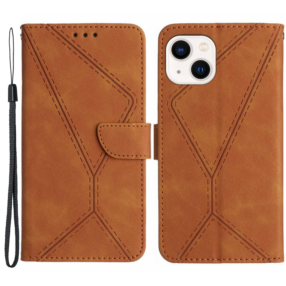 HT05 Fuld Beskyttelsescover til iPhone 14 Plus Skin-touch PU Læder Wallet Telefon Flip Case med Strop