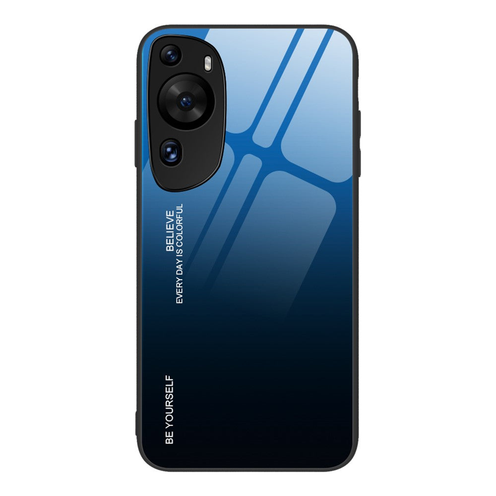 Huawei P60 Art Gradient Color mobilskal Reptåligt Härdat Glas + PC + TPU Hybrid Skal