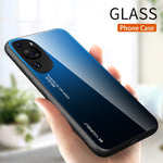 Huawei P60 Art Gradient Color mobilskal Reptåligt Härdat Glas + PC + TPU Hybrid Skal