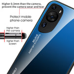 Huawei P60 Art Gradient Color mobilskal Reptåligt Härdat Glas + PC + TPU Hybrid Skal