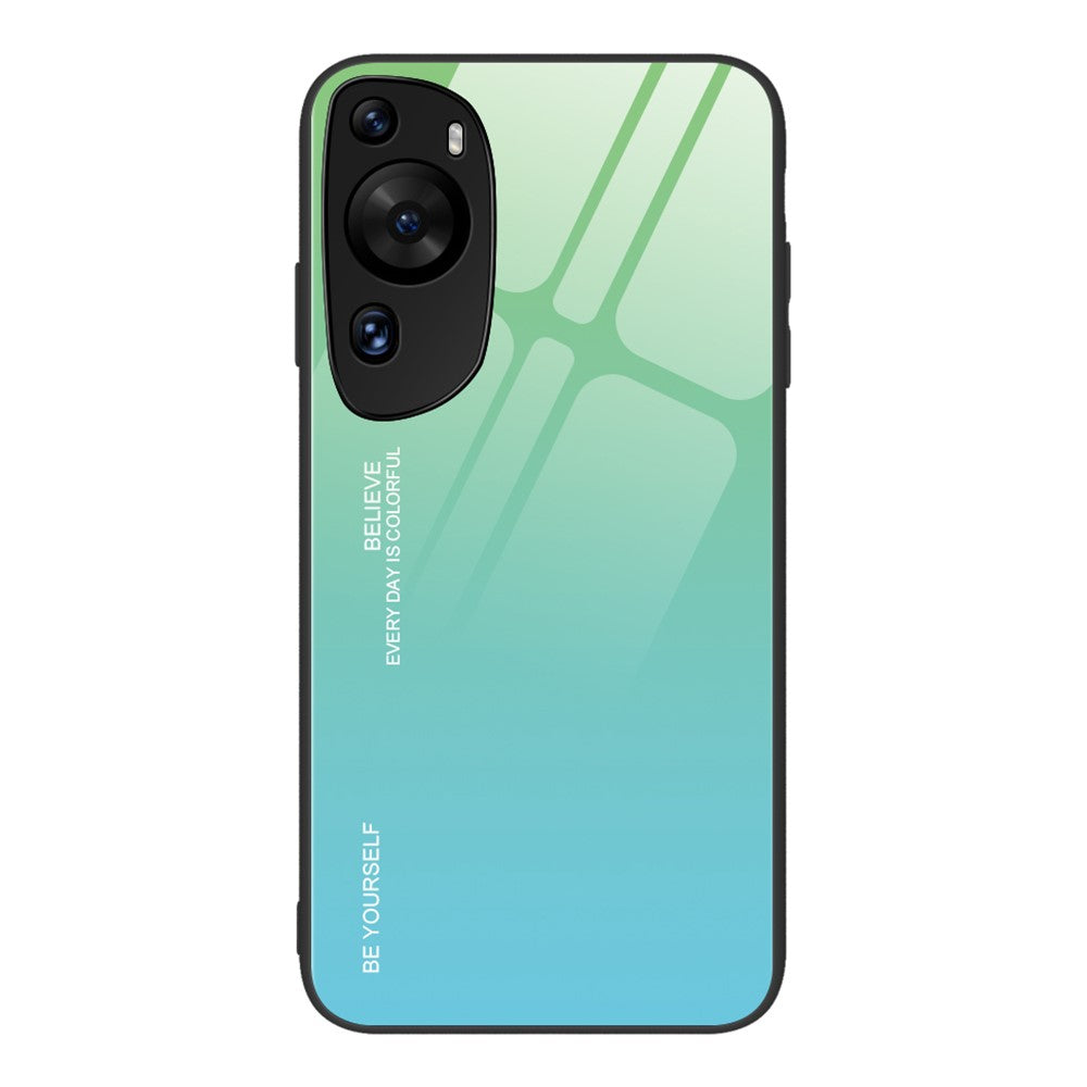 Huawei P60 Art Gradient Color mobilskal Reptåligt Härdat Glas + PC + TPU Hybrid Skal