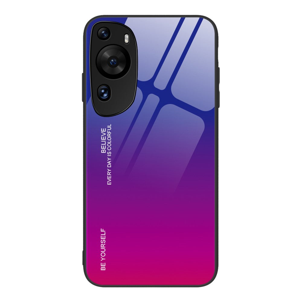 Huawei P60 Art Gradient Color mobilskal Reptåligt Härdat Glas + PC + TPU Hybrid Skal