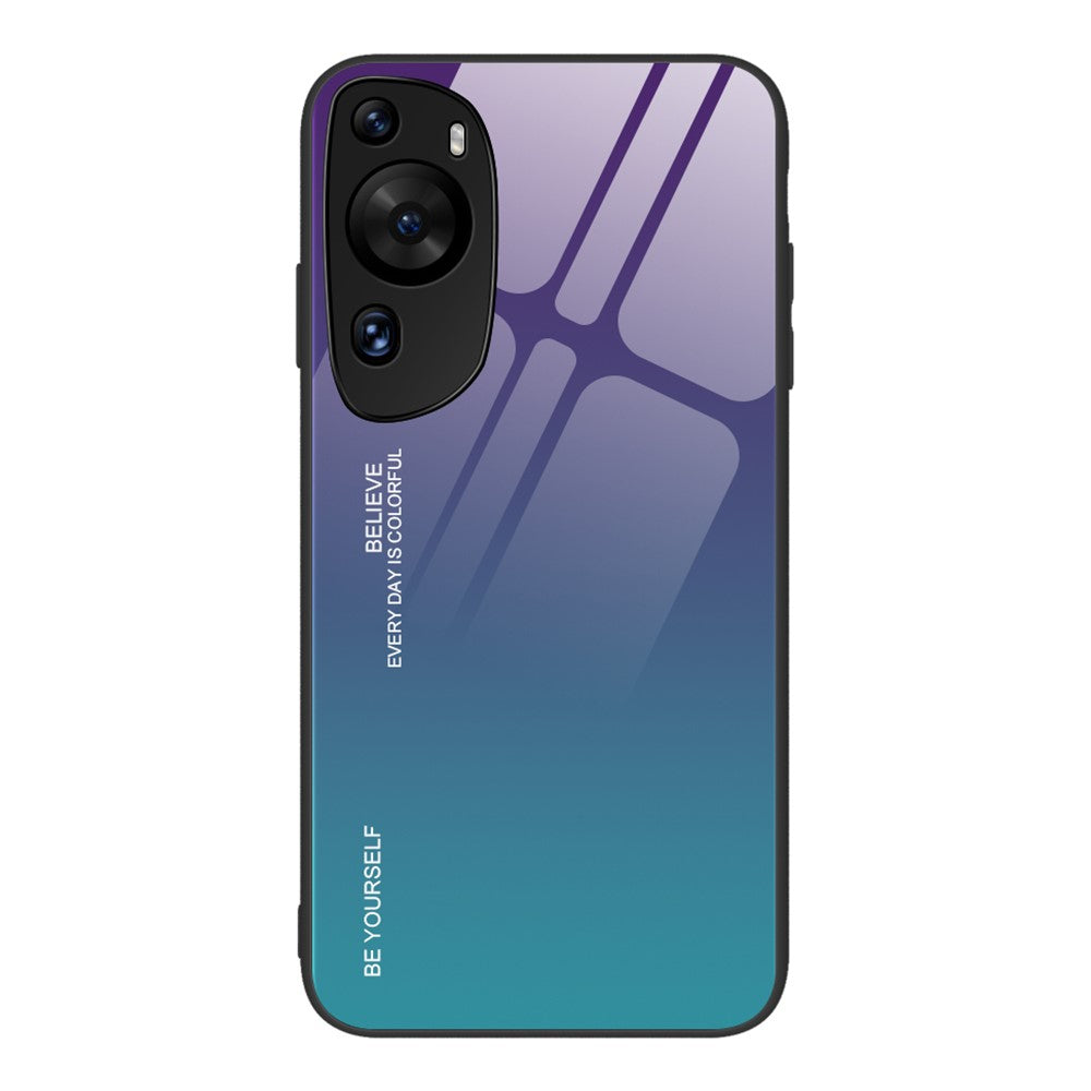 Huawei P60 Art Gradient Color mobilskal Reptåligt Härdat Glas + PC + TPU Hybrid Skal