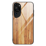 Huawei P60 Art Wooden Pattern Phone Case Härdat Glas Baksida + TPU Ram Stötsäkert Skydd