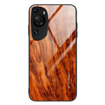 Huawei P60 Art Wooden Pattern Phone Case Härdat Glas Baksida + TPU Ram Stötsäkert Skydd