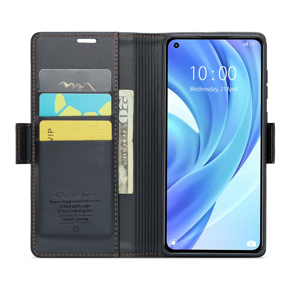 Läderfodral för Xiaomi Mi 11 Lite 4G / 5G / 11 Lite 5G NE CASEME 023 RFID-blockerande mobilskal med 3 kortplatser