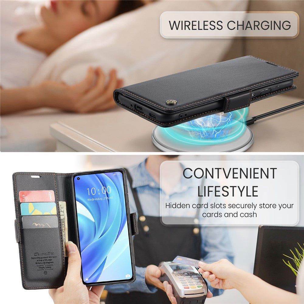 Läderfodral för Xiaomi Mi 11 Lite 4G / 5G / 11 Lite 5G NE CASEME 023 RFID-blockerande mobilskal med 3 kortplatser