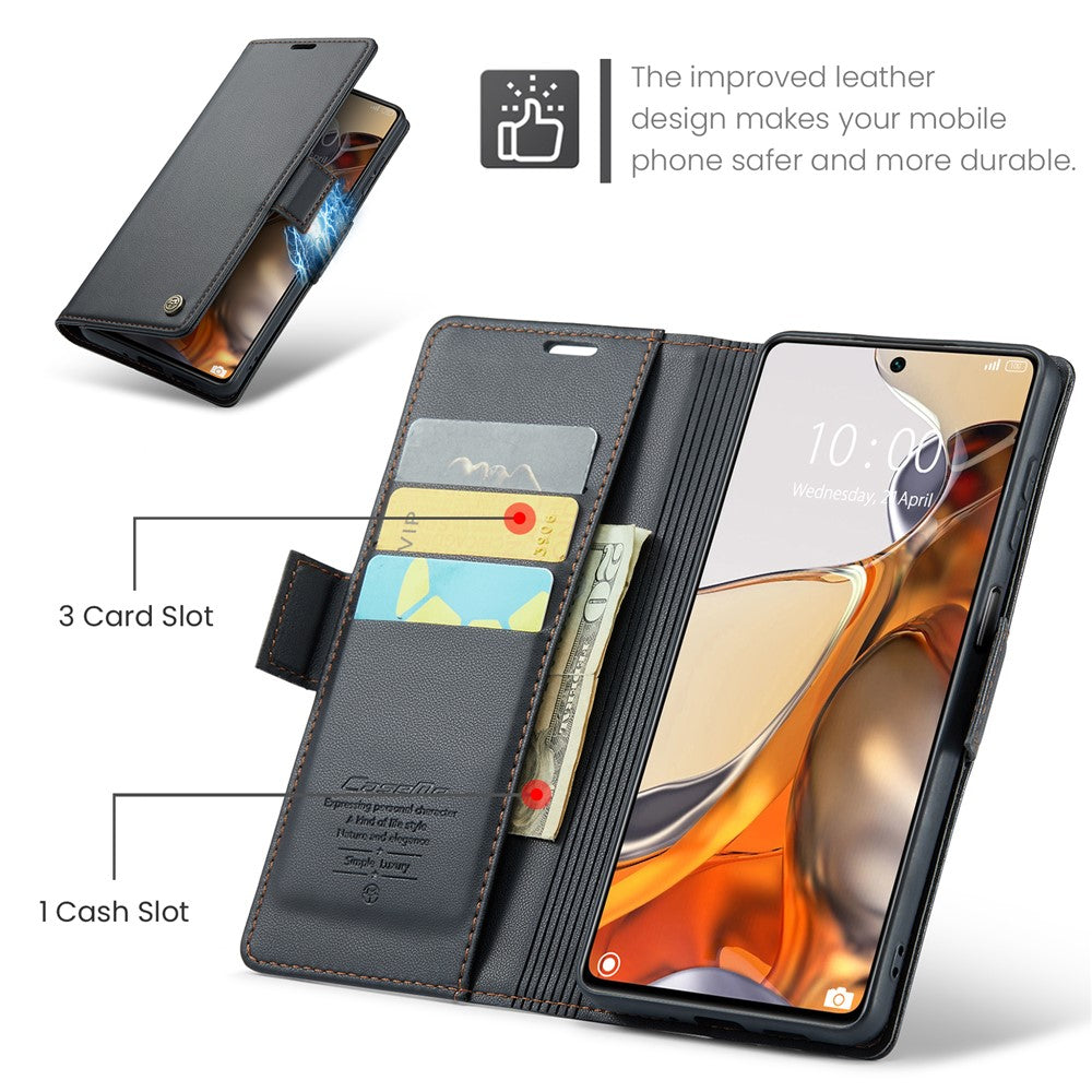 For Xiaomi 11T 5G / 11T Pro 5G Leather Case CASEME 023 RFID Blocking 3 Card Slot Mobile Cover