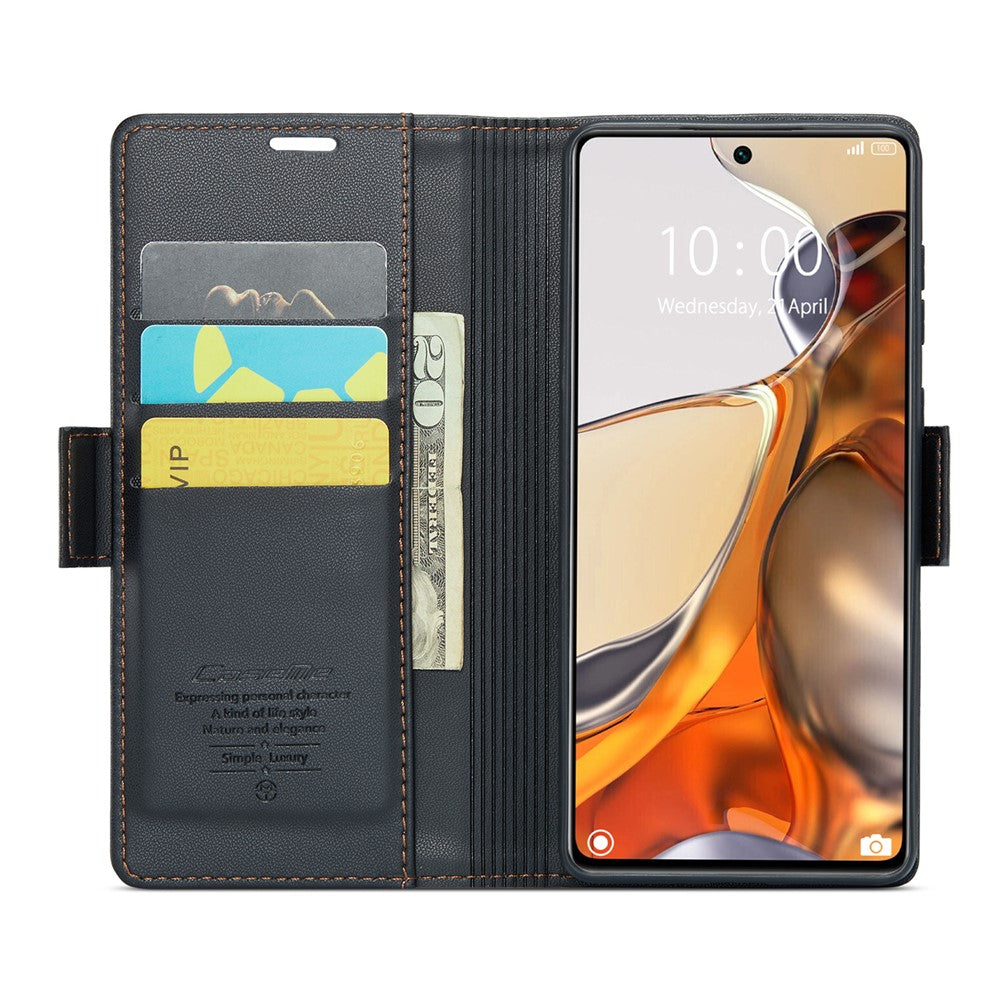 For Xiaomi 11T 5G / 11T Pro 5G Leather Case CASEME 023 RFID Blocking 3 Card Slot Mobile Cover