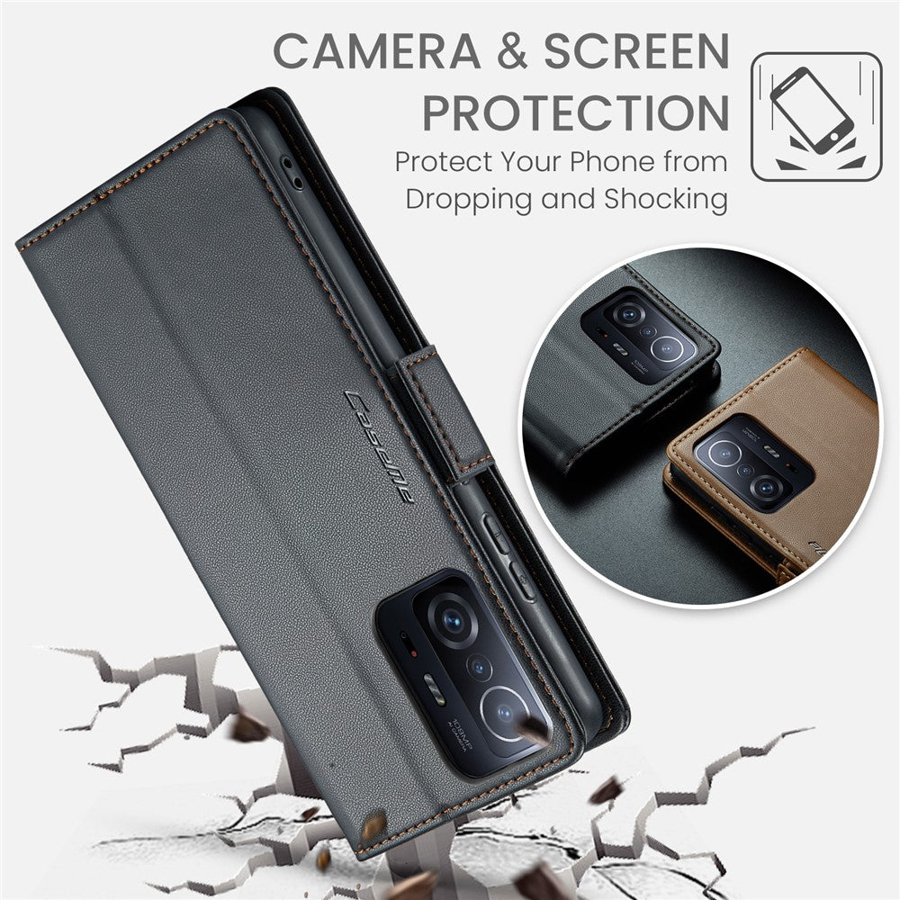 For Xiaomi 11T 5G / 11T Pro 5G Leather Case CASEME 023 RFID Blocking 3 Card Slot Mobile Cover