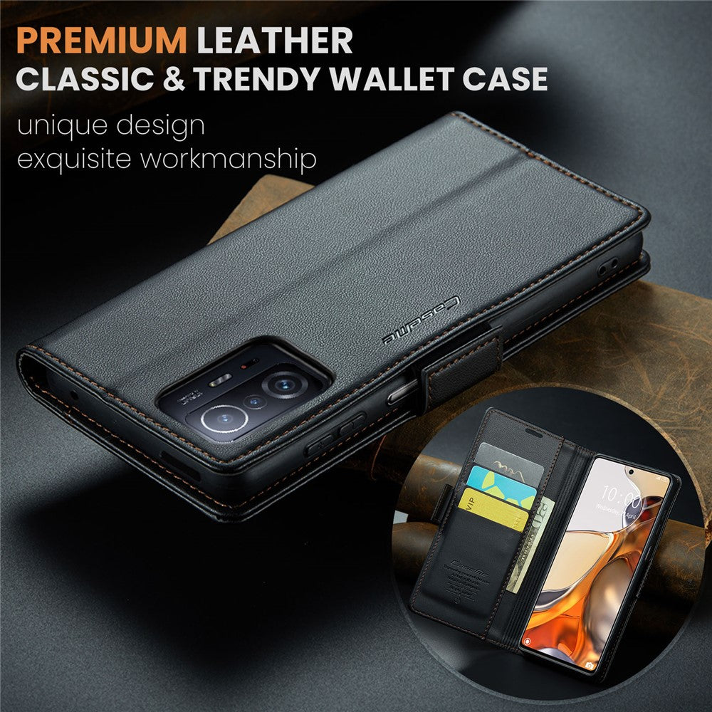 For Xiaomi 11T 5G / 11T Pro 5G Leather Case CASEME 023 RFID Blocking 3 Card Slot Mobile Cover