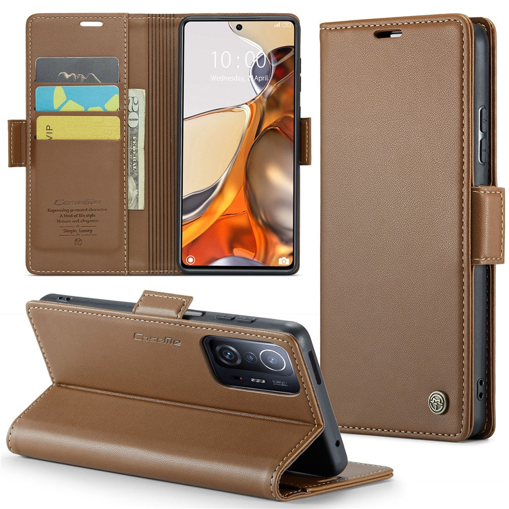 For Xiaomi 11T 5G / 11T Pro 5G Leather Case CASEME 023 RFID Blocking 3 Card Slot Mobile Cover