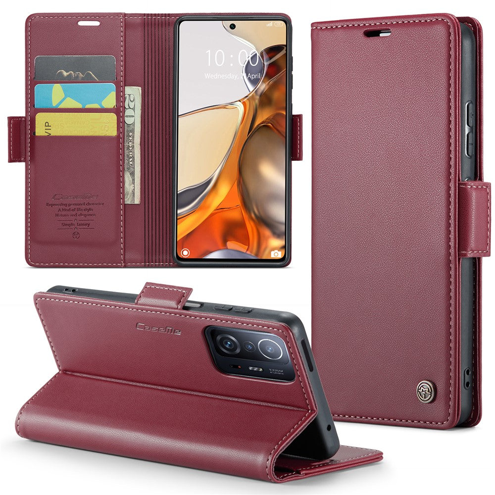 For Xiaomi 11T 5G / 11T Pro 5G Leather Case CASEME 023 RFID Blocking 3 Card Slot Mobile Cover