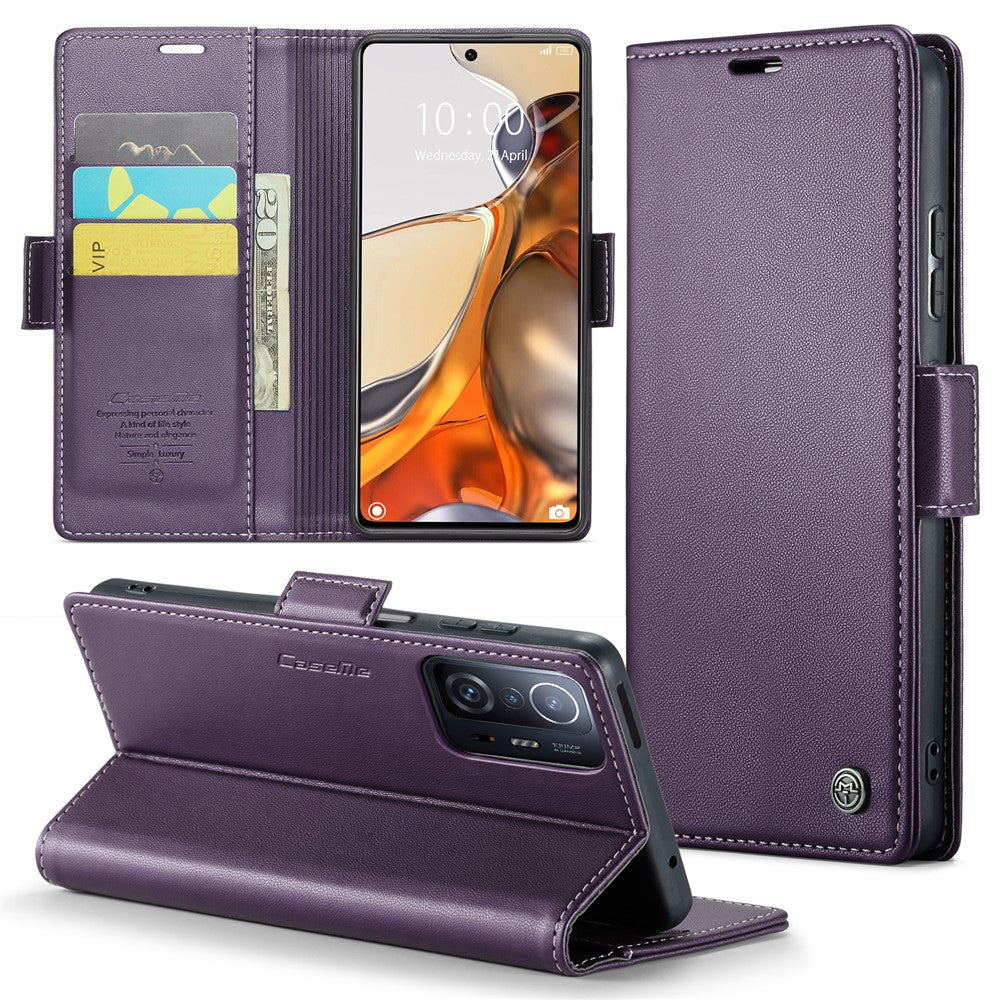 For Xiaomi 11T 5G / 11T Pro 5G Leather Case CASEME 023 RFID Blocking 3 Card Slot Mobile Cover