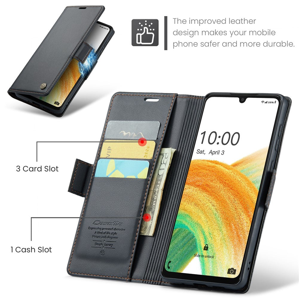 For Samsung Galaxy A33 5G Leather Case CASEME 023 RFID Blocking 3 Card Slot Mobile Cover