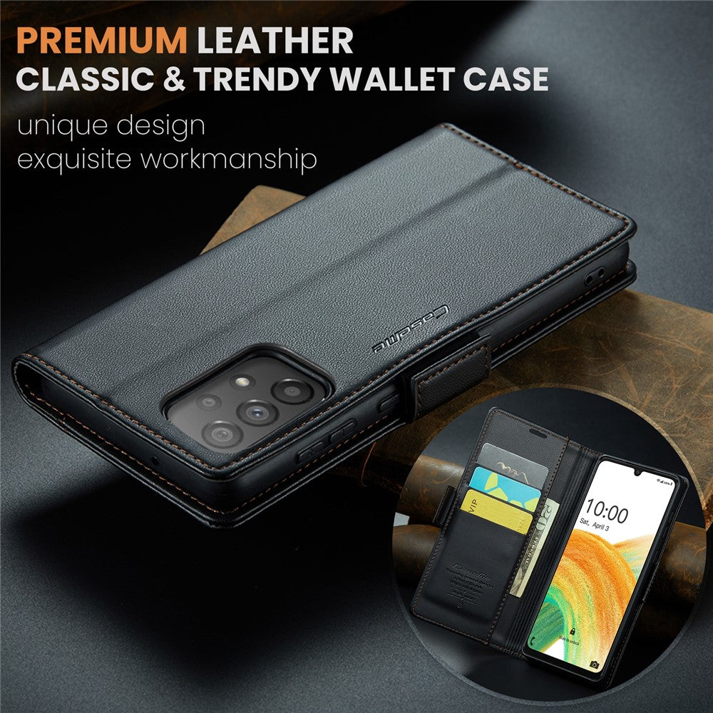 Läderfodral för Samsung Galaxy A33 5G CASEME 023 RFID-blockerande mobilskal med 3 kortplatser