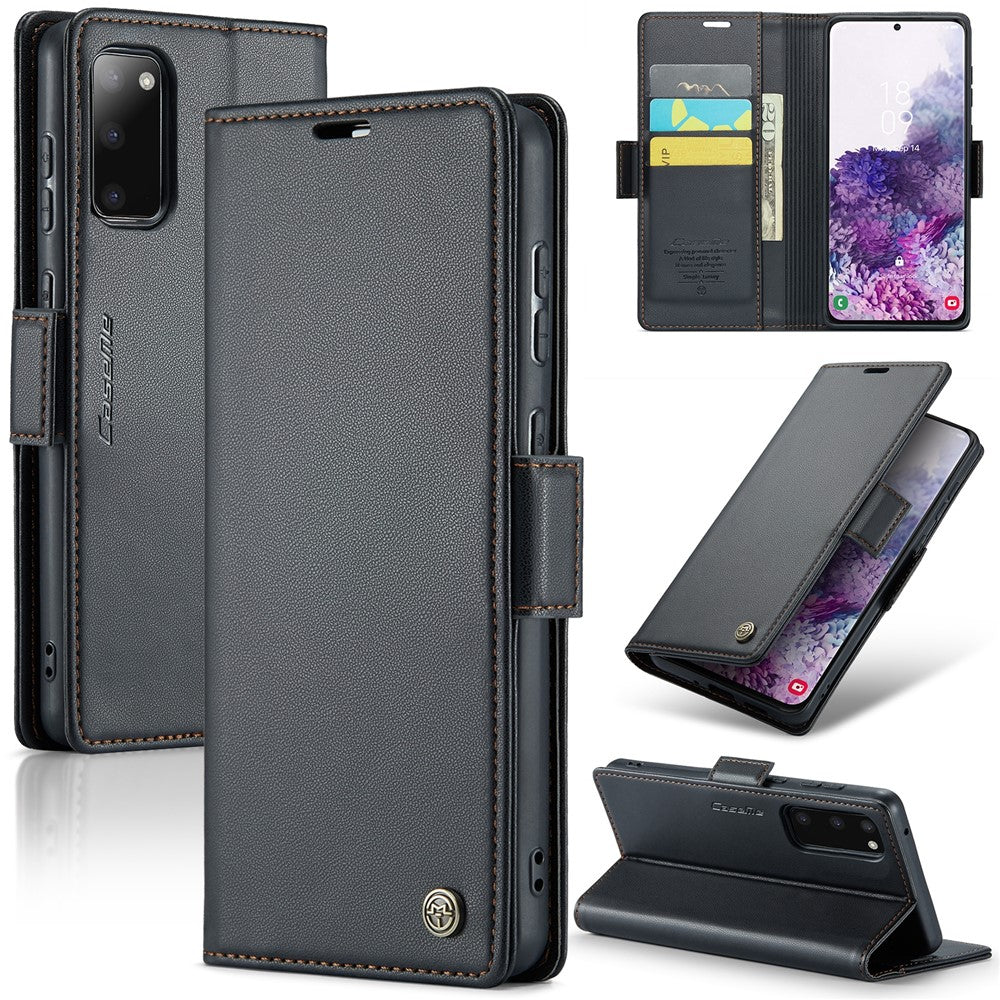 For Samsung Galaxy S20 4G / 5G Leather Case CASEME 023 RFID Blocking 3 Card Slot Mobile Cover