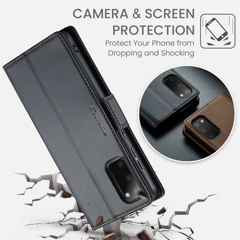 For Samsung Galaxy S20 4G / 5G Leather Case CASEME 023 RFID Blocking 3 Card Slot Mobile Cover