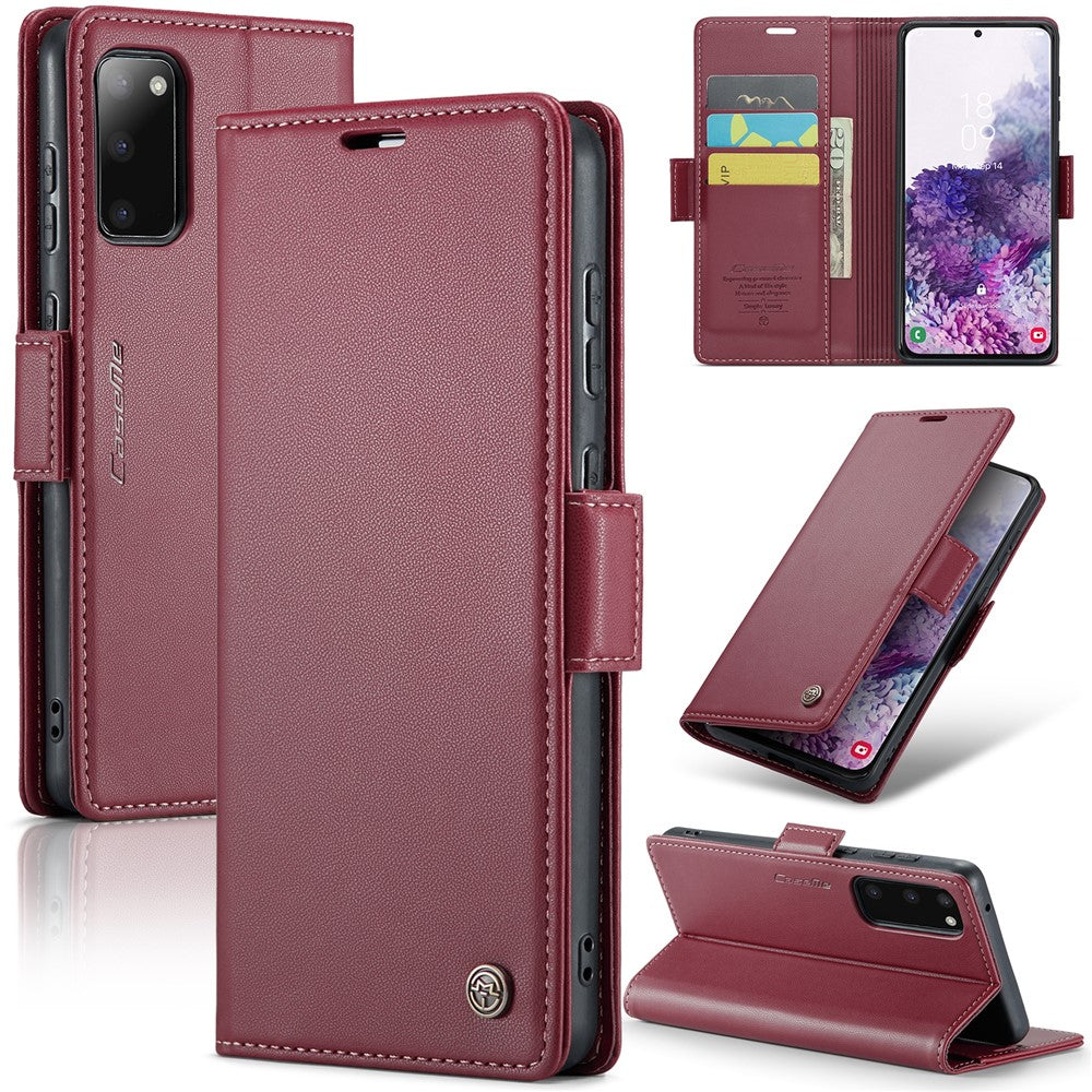 For Samsung Galaxy S20 4G / 5G Leather Case CASEME 023 RFID Blocking 3 Card Slot Mobile Cover