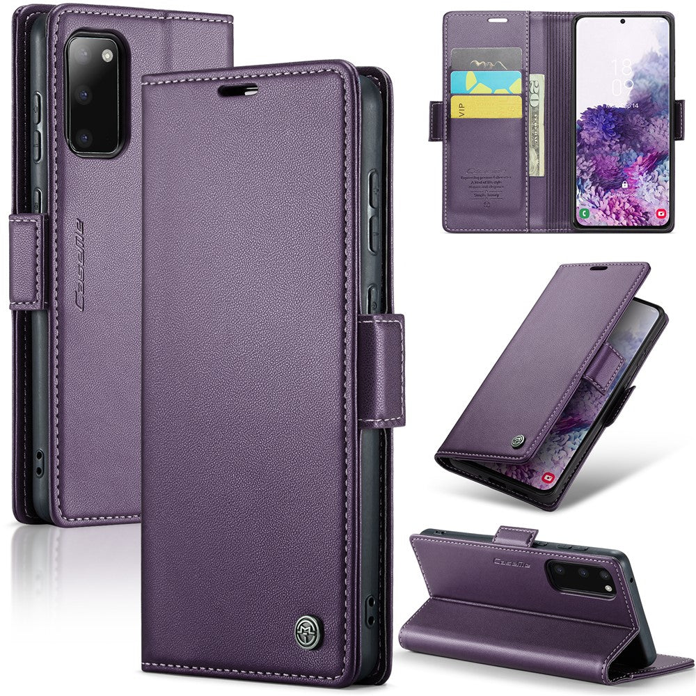 For Samsung Galaxy S20 4G / 5G Leather Case CASEME 023 RFID Blocking 3 Card Slot Mobile Cover