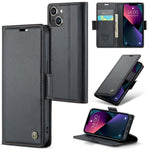 CASEME 023 Series til iPhone 13 mini 5.4 tommer RFID-blokerende lædercover Litchi tekstur Flip Stand Pung Telefoncover