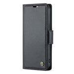 CASEME 023 Series til iPhone 13 mini 5.4 tommer RFID-blokerende lædercover Litchi tekstur Flip Stand Pung Telefoncover