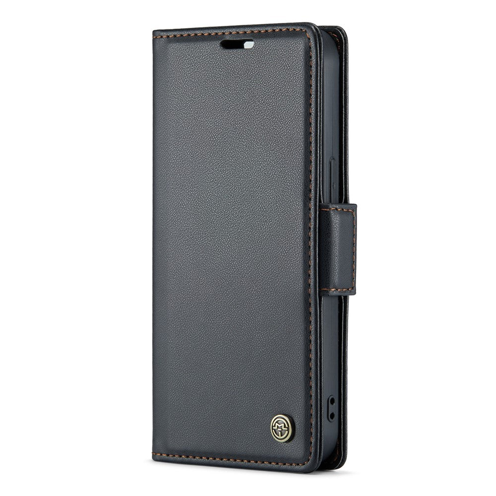 CASEME 023 Series til iPhone 13 mini 5.4 tommer RFID-blokerende lædercover Litchi tekstur Flip Stand Pung Telefoncover